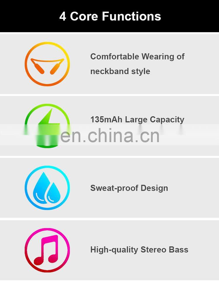 manufacture neckband sports good quality bluetooth stereo wireless magnetic earphone