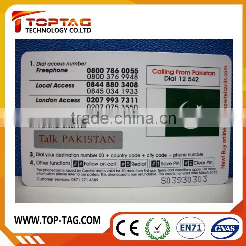 Factory price PVC scratch card printing / PVC calling card