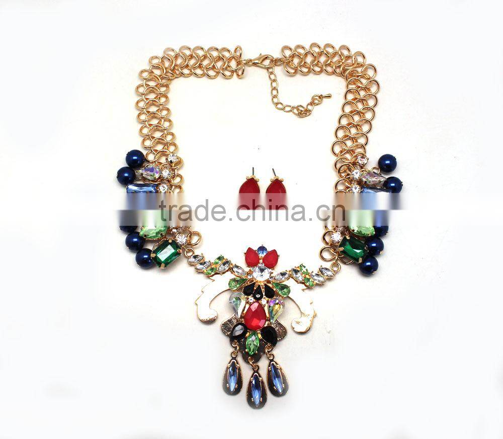 2015 fashion African alloy Plating Jewelry Set African Fashion Jewelry Set Gift acrylic flower Jewelry Set