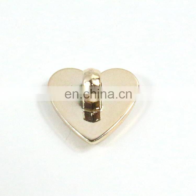 Heart Shaped Alloy Metal Silver Plain Shank Button