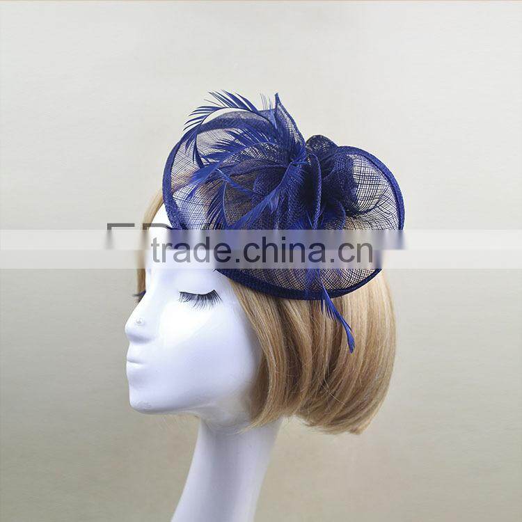 Elegant Feather Fascinator Sinamay Derby Races Hat