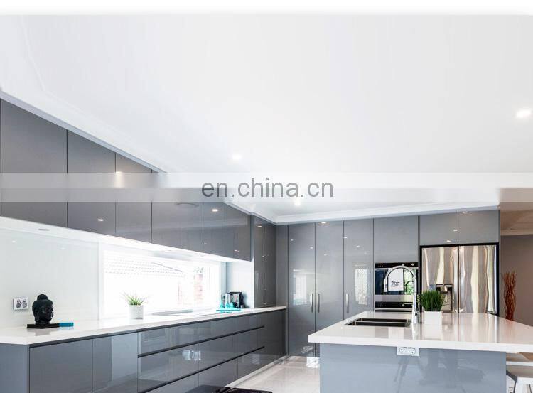 Modern Grey High Gloss Acrylic Kitchen Furniture Set Black Kitchen Designs Modular Kitchen Cabinet
