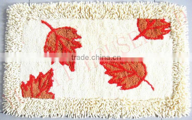 leaf design bath mats cotton chenille bath mat