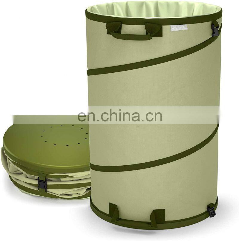 30 Gallon Canvas Garden Waste Bag Bucket Pop-up Reusable Yard Leaf Bag Holder- Trash Bag Heavy Duty Hardened Bottom