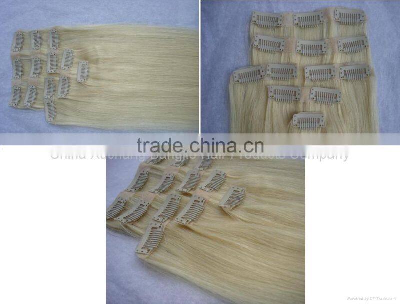 Colorful any color can be choosed 100% remy clip in human hair extensions