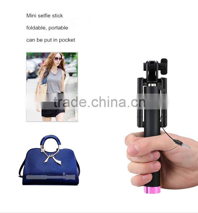 Wholesale Portable Mini Monopod Selfie Stick with wire for nokia lumia 925