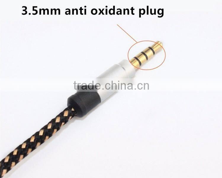 new products 2016 Quality nylon Fabric braided Aux cable 3.5mm male male colorful audio cable free samples