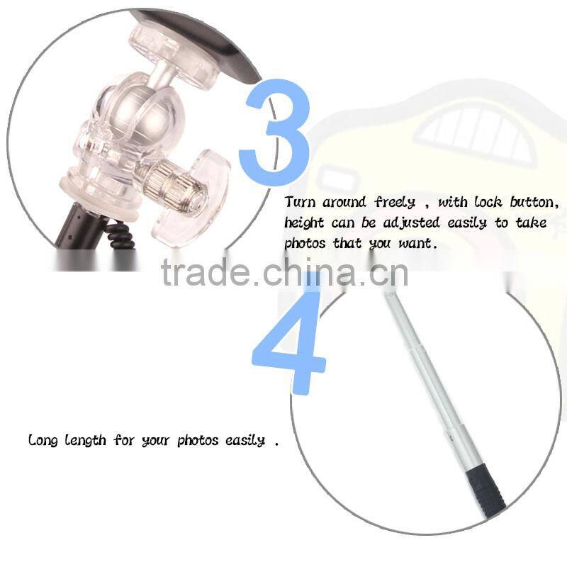 2016 innovative wired control selfie stick with colorful cable for smartphone
