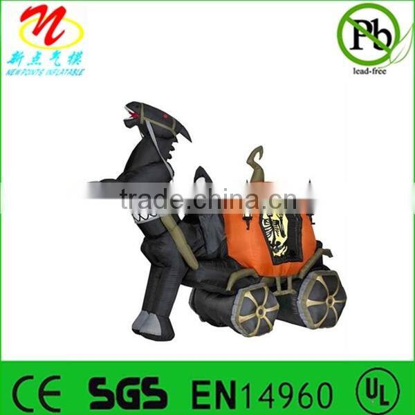 Halloween inflatable haunted house castle with skeleton, ghost and skull