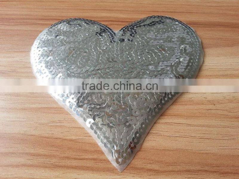 Heart Shape emboridery sequin patches with heat seal -- S1432