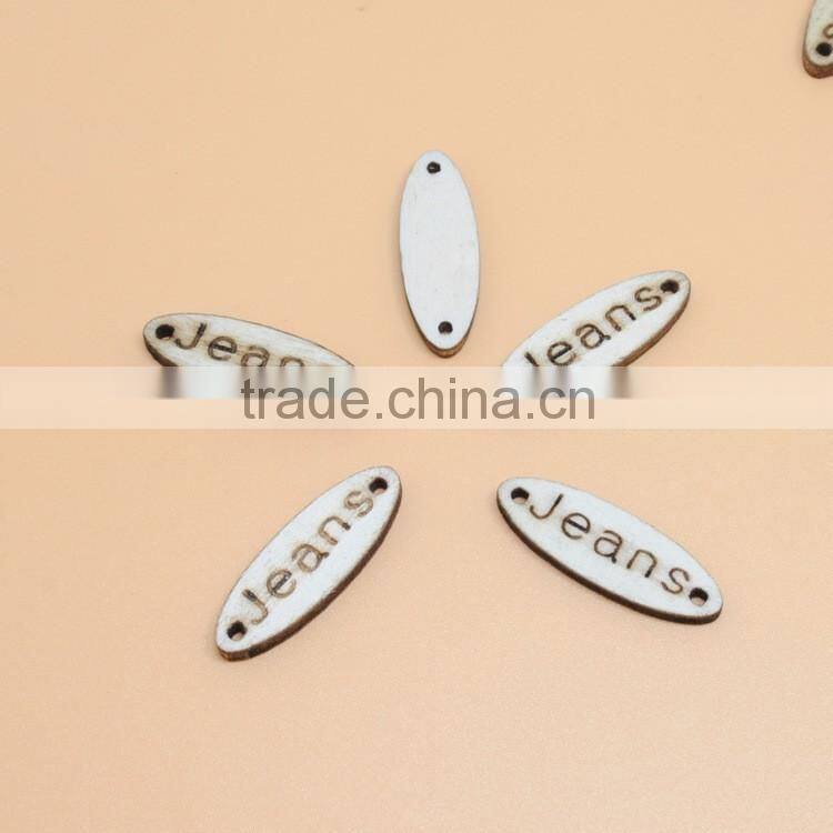 Sedex Audited Factory 2 Pillar Oval Shape Sew-on Wooden Badges For garment