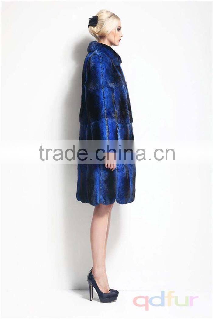 QD30090 star blue sexy cool women long black velvet coat