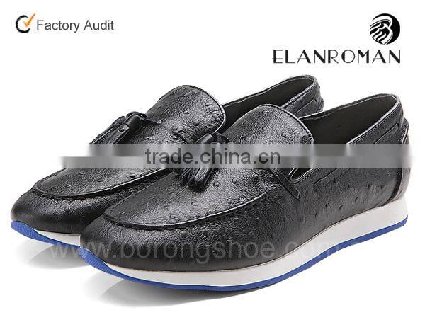 Ostrich grain british vintage style men tassel shoes loafer