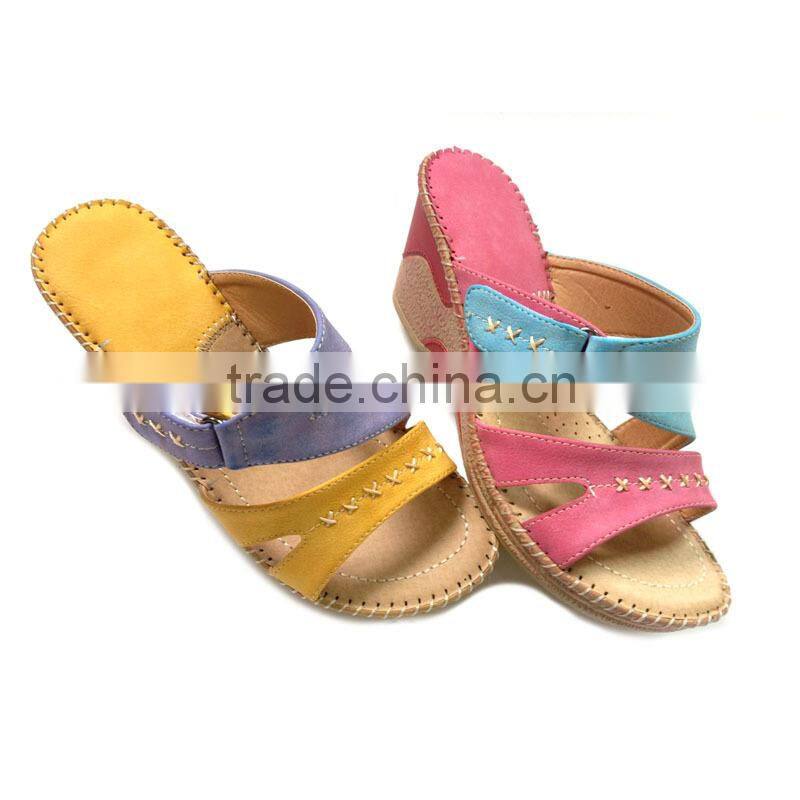 2016 PU leather high-heeled platform slippers wedge heels sandals female red white black mother slippers