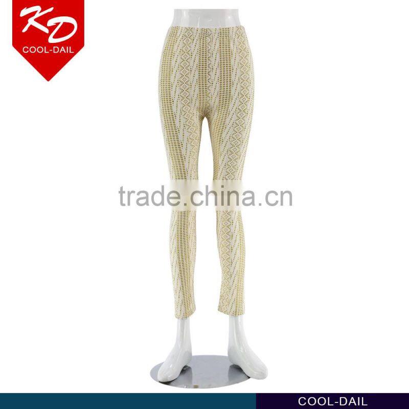 2016 Latest design blue Cheetah print good elasticity sexy leggings
