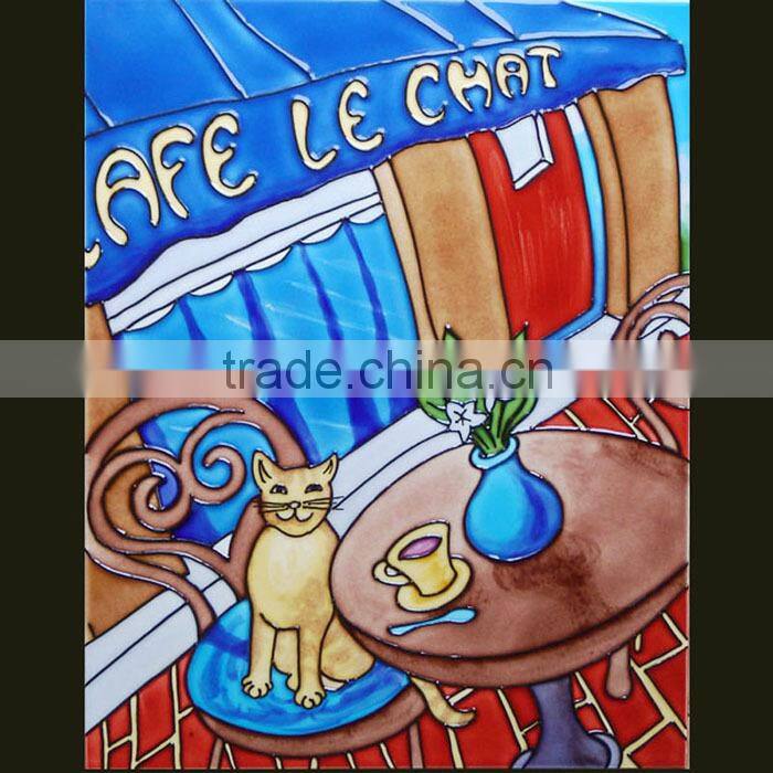 Handmade painting ornamental tiles modern design wall mural