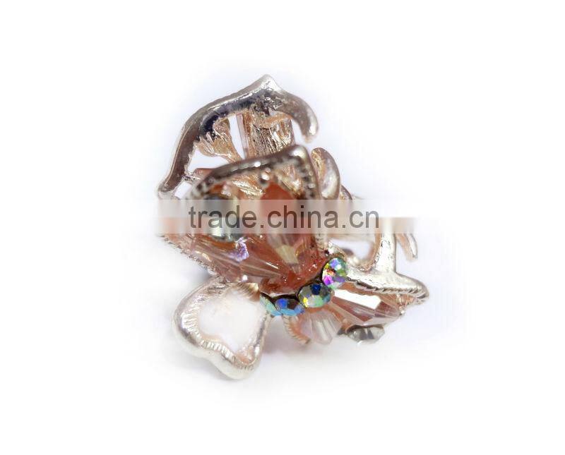 Bowknot Design Hair Claw With Glass Beads & Stones