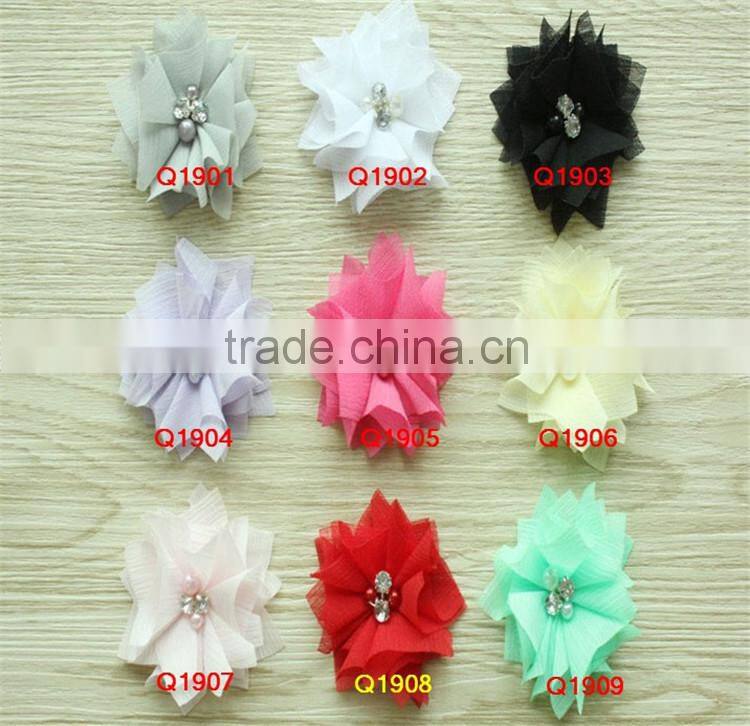 Artifical Lace Fabric Ballerina Flower With Rhinestones For Headband