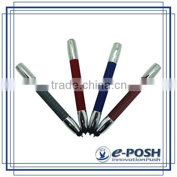 Leather imprint mini touch screen logo stamp refill stylus metal ballpoint pen