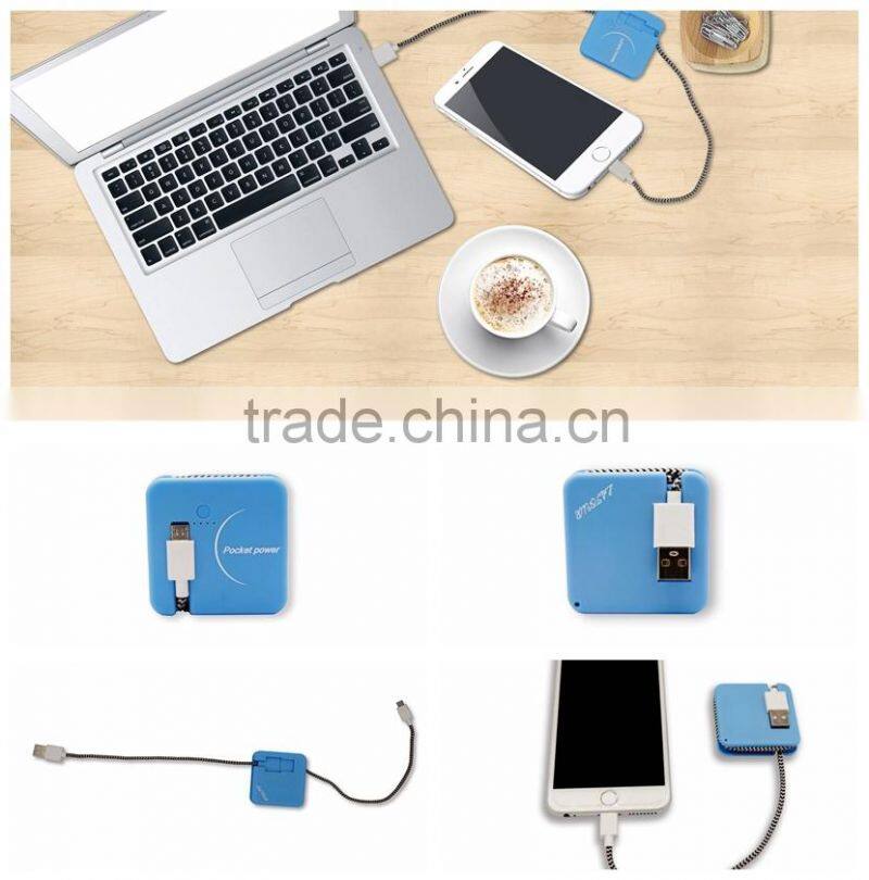 2016 Newest Ultra thin Micro USB portable charger cable battery Mobile power bank for mobile phone