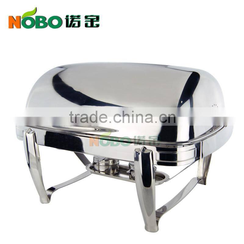 Stainless steel high quality buffet hot food server /roll top chafer with foldable stand