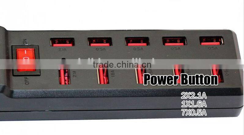 New 10 Port High Speed USB 2.0 Hub Expansion Power Adapter for Notebook PC