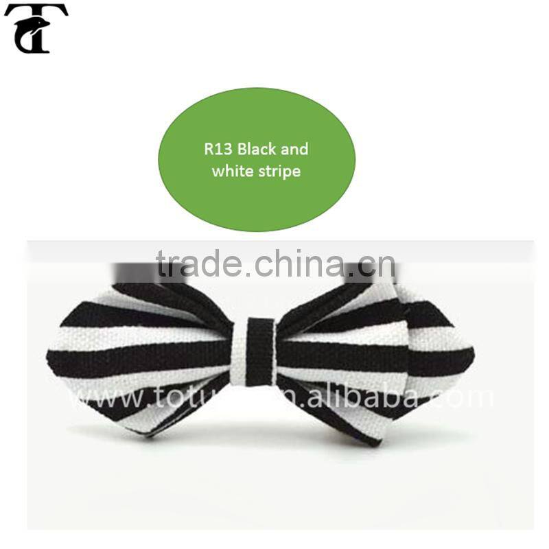 black and white stripe silk bow tie for Christmas gift