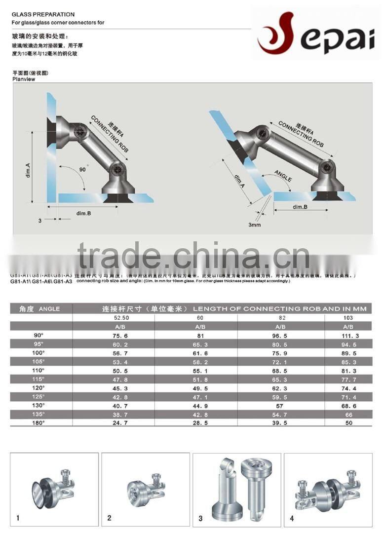 Factory hot sale frameless glass swing door fitting/sliding door fitting