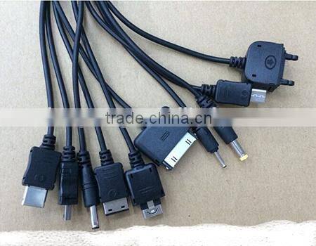 cheap customized pantone color multiple USB port charging cable, 10 in 1 multiple charging cable for smartphone