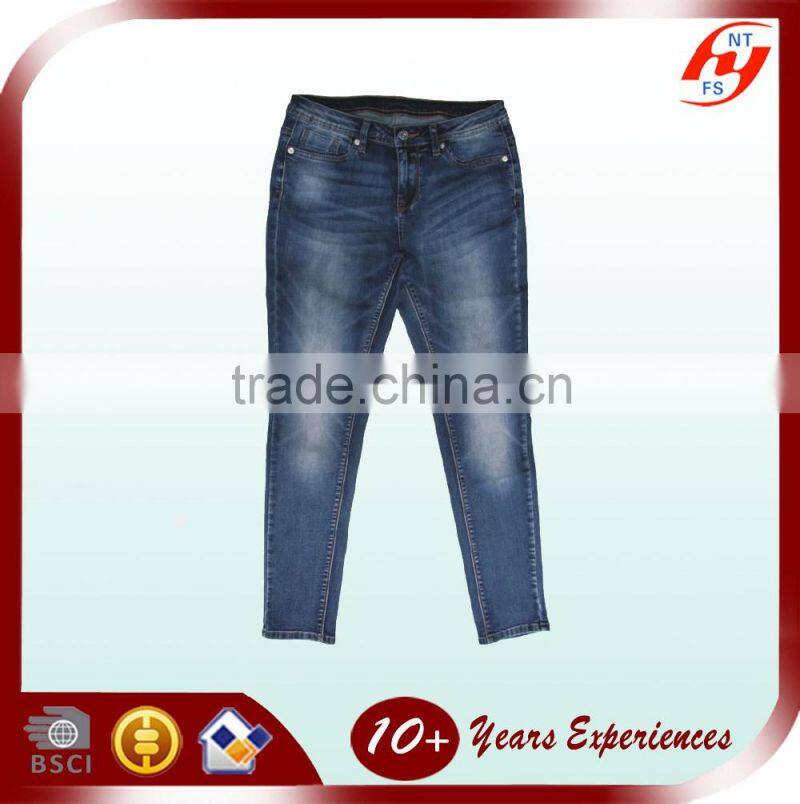 2016 hot sale cheap new style washed women denim jeans women slim fit jeans OEM China Manufacturer