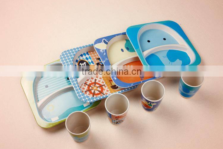 Hot sales Eco bamboo fiber kids dinner ware sets with animal shape