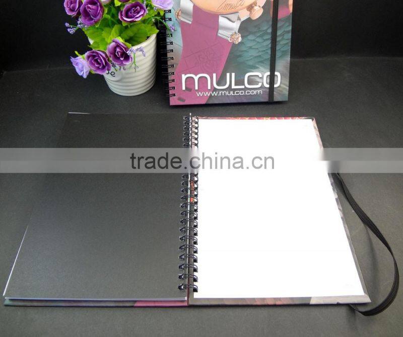 A5 paper hardcover spiral journal with black elastic band