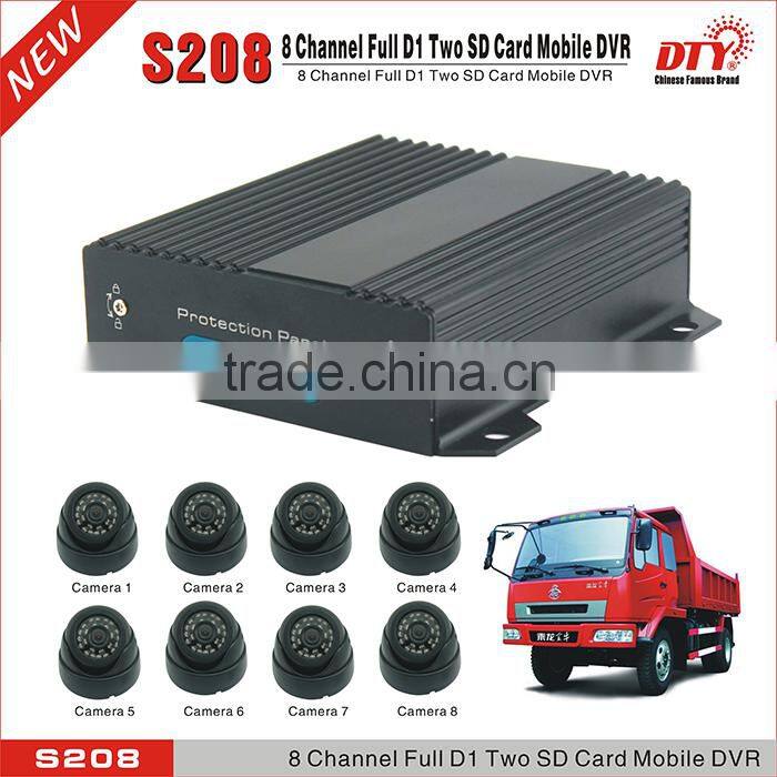 wireless 8 channel full d1 3g sd card mobile car dvr with gps tracker