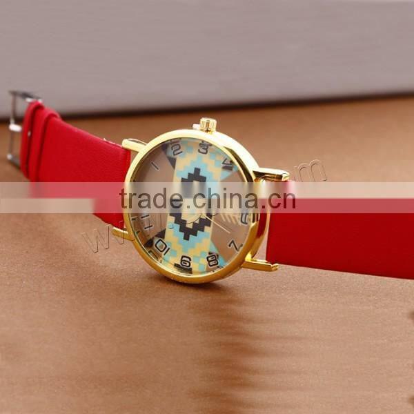 European Style Black Leather Women Wrist Watch Customized PU wrist watch oem