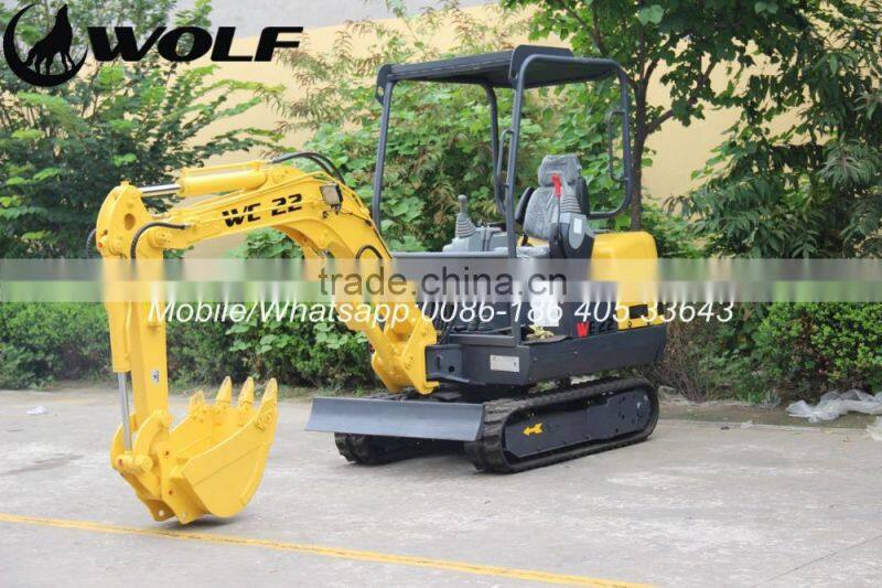 WOLF mini excavator lowest price, excavtor with 400mm digging bucket