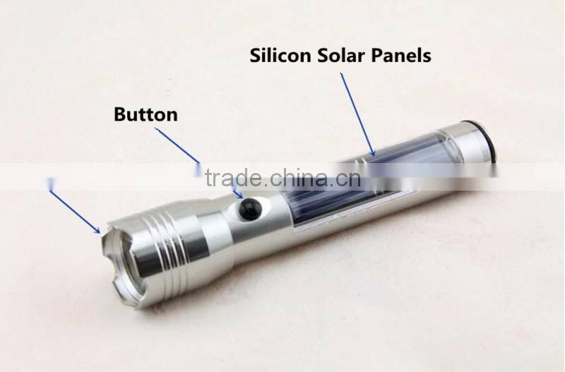 Colorful Box-2016 New Solar Aluminium Alloy Flexiable LED Flashlight Electronic Waterproof Torch