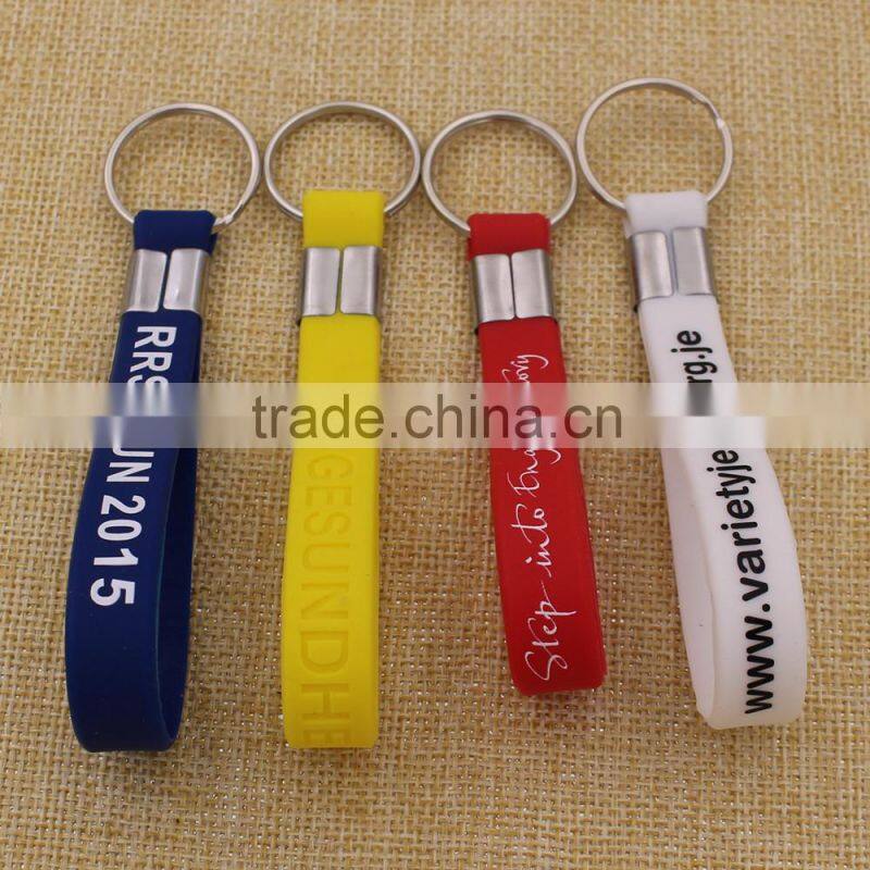 Wholesale Printed Bulk Keychain Silicone Wristband Keychain