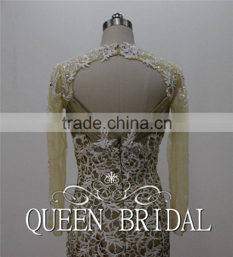 Real Works Elagant Lace Long Sleeve Muslim Evening Dress Sale 2015