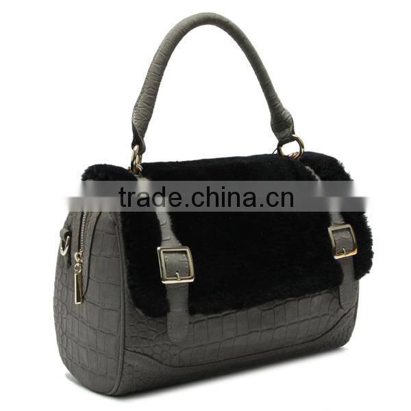 FOR CHRISTMAS promotion stock crocodile pattern leather plush bag