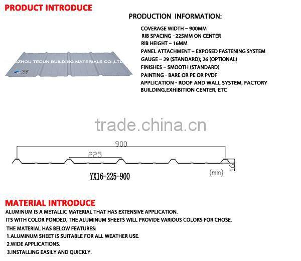 trapezoidal aluminium sheet/corrugated panel wall