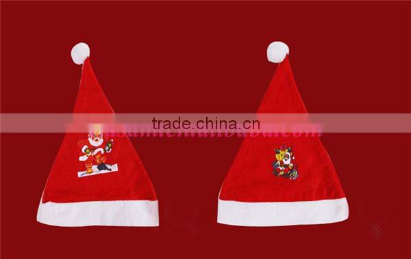 Christmas supplies cheap wholesale cute Santa Claus logo christmas hat plain 2015
