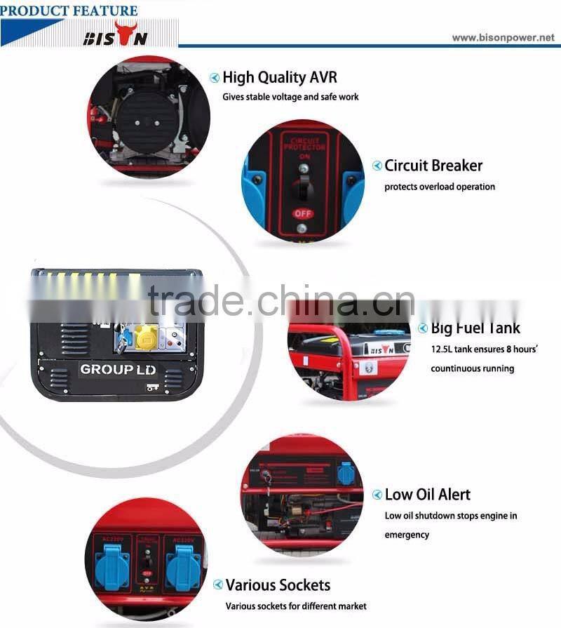 BISON ITALY Design 168F 6.5HP 2.5KW HONDA Technology Air-Cooled Gasoline Generator Set