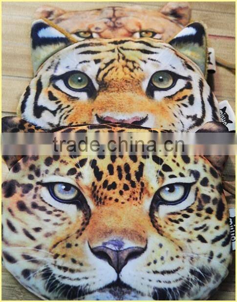 creative lovely cartoon double print Xl 12.5x12cm 3D solid tiger leopard lions kids plush small change coin handbag