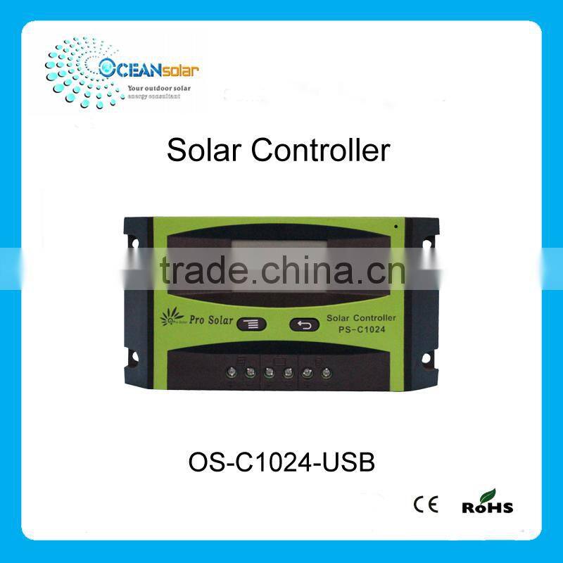 LCD display 12V 24V 10A PWM manual Solar charge Controller with USB
