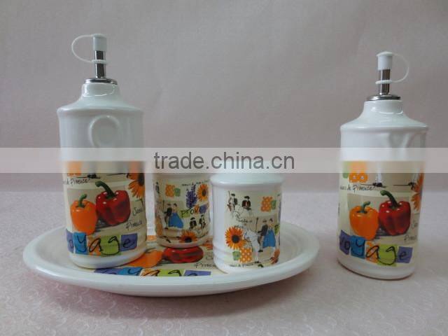 Ceramic Breakfast Set with 2ceramic cups +sugar pot +tray