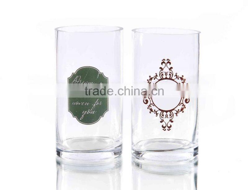 Hand Blown Decal Glass Vase