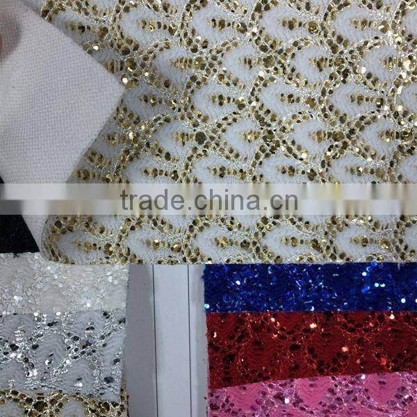 Glitter mesh fabric surface with flower design use for shoes upper