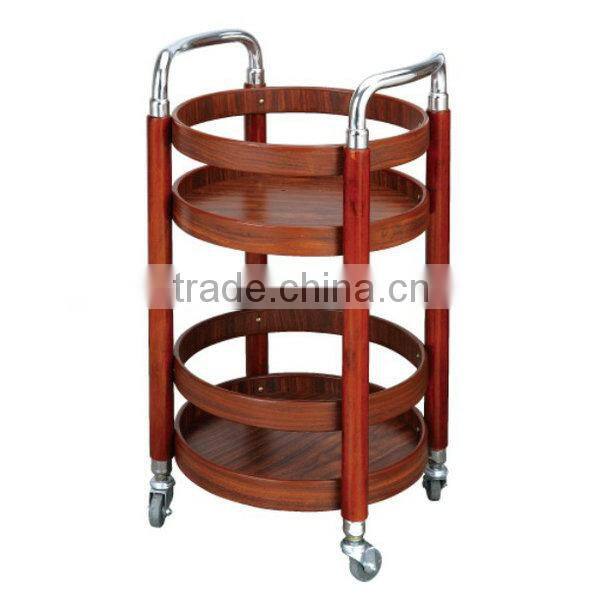 Round Catering Equipment Rolling Food Service Cart Wine Liqueur trolley