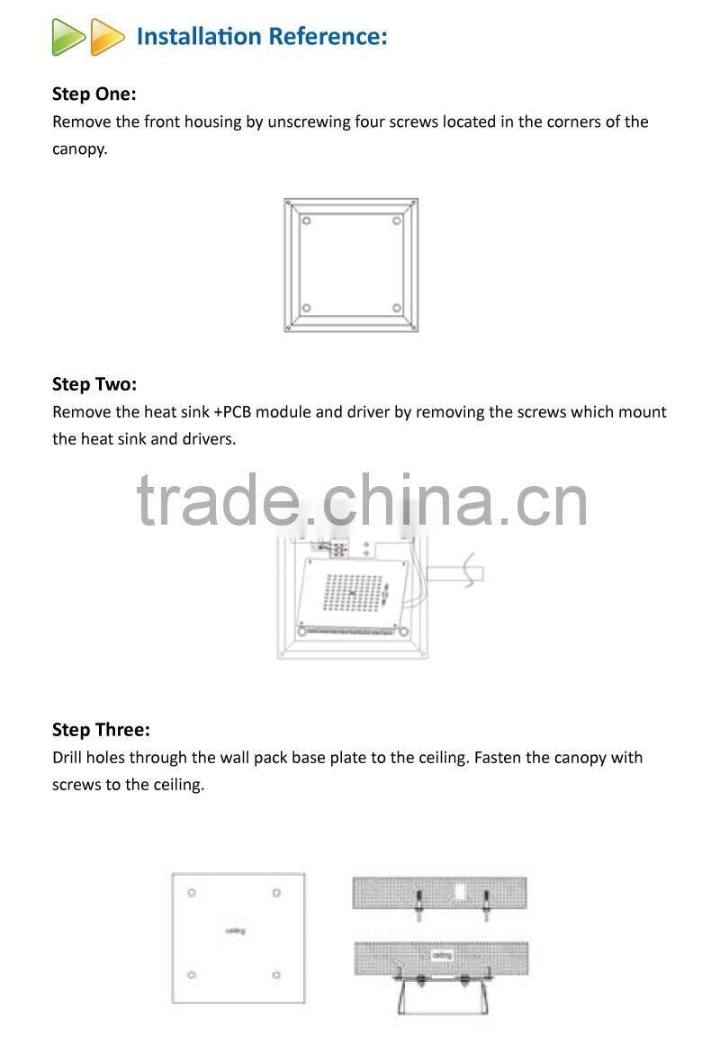 High brightness UL Approved outdoor led gas station 75w led canopy light