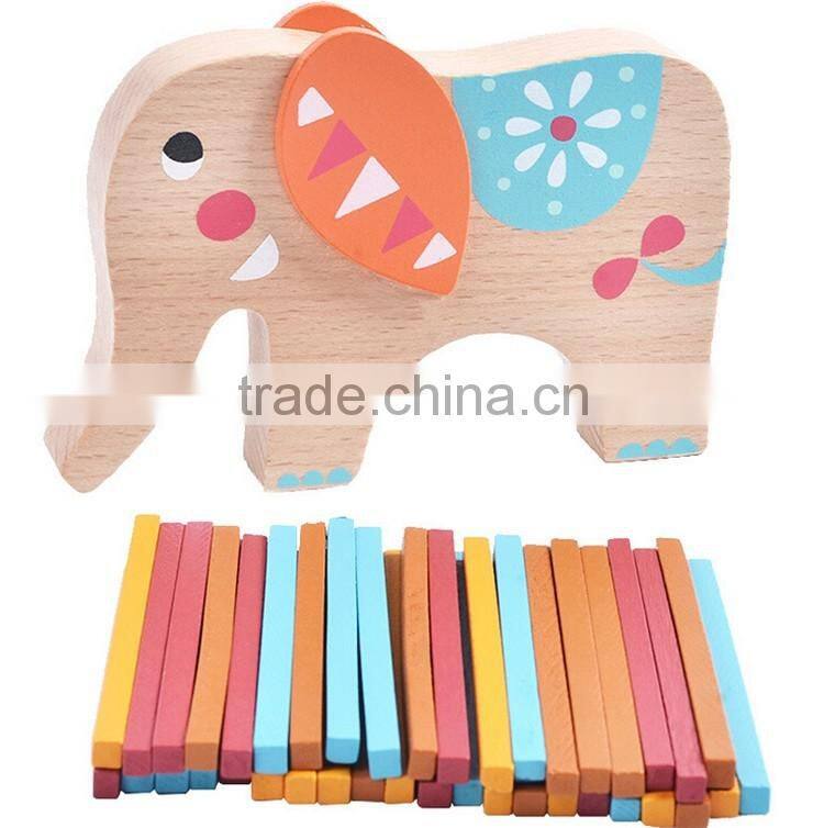 Educational animal shape wooden stacking sticks